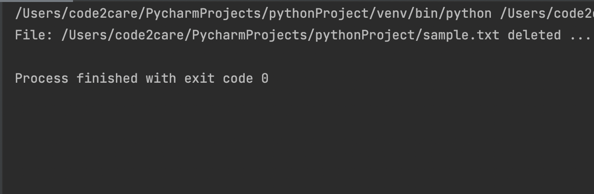 Output - Delete file using Python code